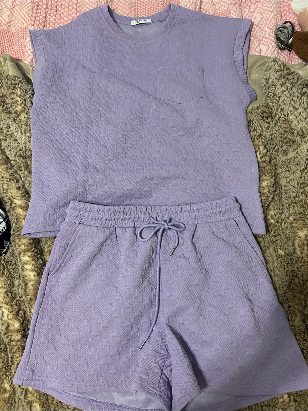 Double Take Lavender Top and Shorts Set